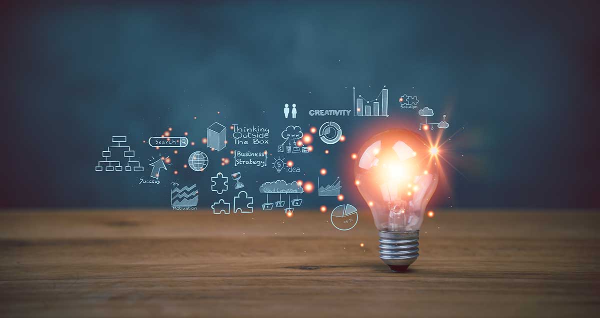 lightbulb creativity entrepreneur thinking strategies icons